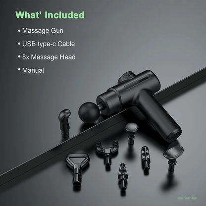 Electric Deep Tissue Massage Gun - 8 Interchangeable Heads for Full Body Relief, Portable & Perfect for Sports Recovery