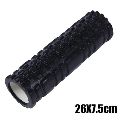 Xlyft black foam massage roller with grid texture for muscle recovery and yoga back training