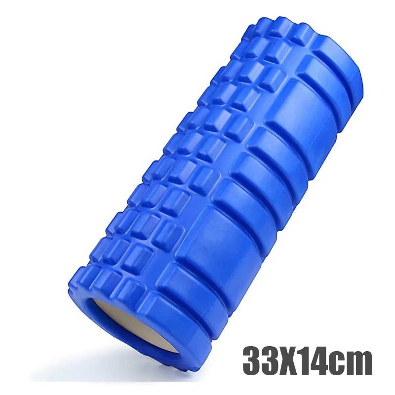 Xlyft 33cm blue foam yoga massage roller with grid texture for deep tissue muscle recovery and back training