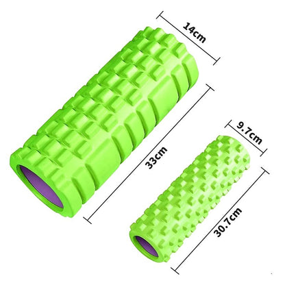 Xlyft lime green foam massage rollers with textured grid surface for muscle recovery and yoga training