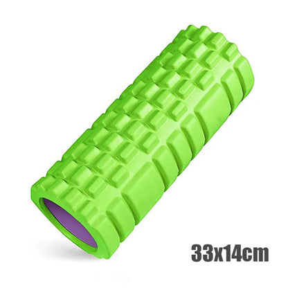 Xlyft 33cm green foam yoga massage roller with textured grid surface for muscle recovery and back training