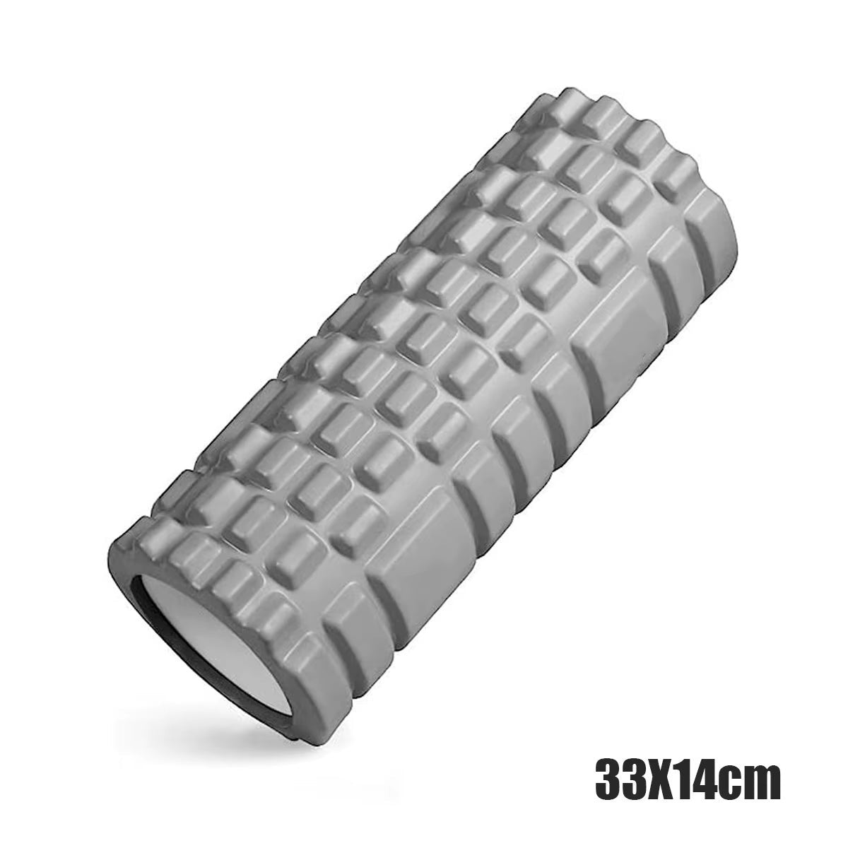 Xlyft 33cm grey foam massage roller with a textured grid surface for muscle recovery and back training