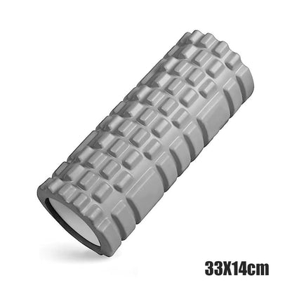 Xlyft 33cm grey foam massage roller with a textured grid surface for muscle recovery and back training