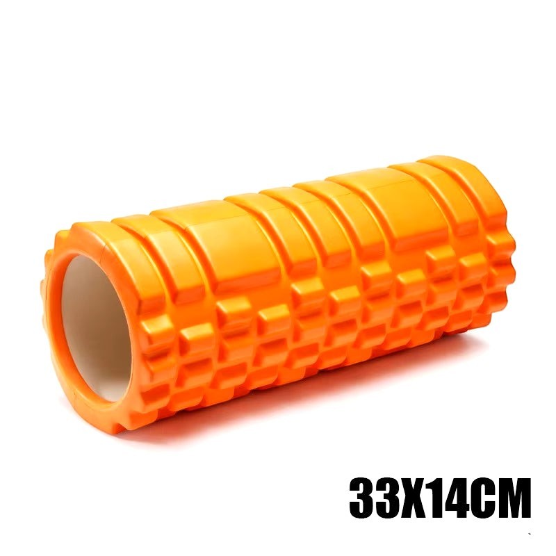 Xlyft 33cm orange foam massage roller with grid texture for muscle recovery and back training
