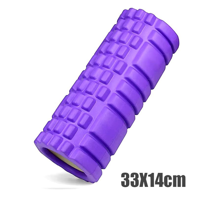 Xlyft purple 33cm foam yoga massage roller with textured grid surface for muscle recovery and back training