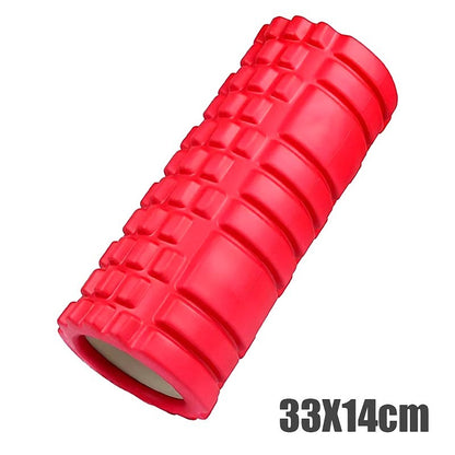 Xlyft 33cm red foam massage roller with a textured grid surface for muscle recovery and back training