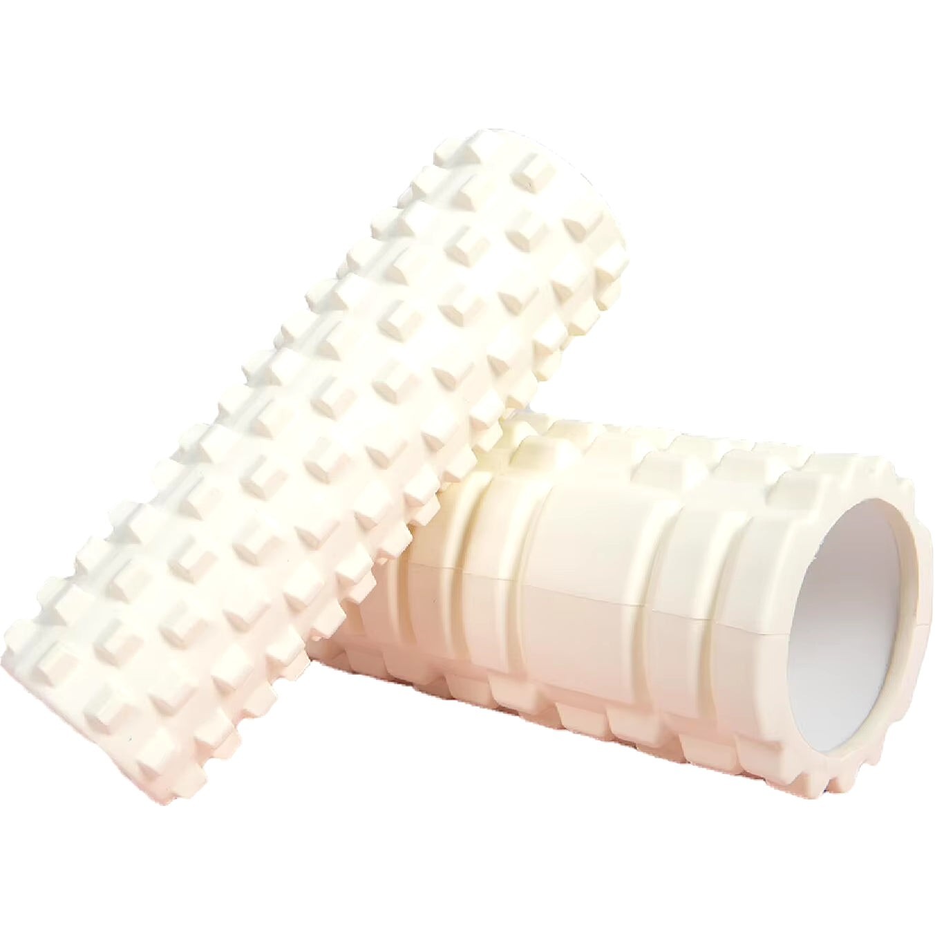 Xlyft white 33cm foam yoga massage roller with textured grid surface for muscle recovery and back training
